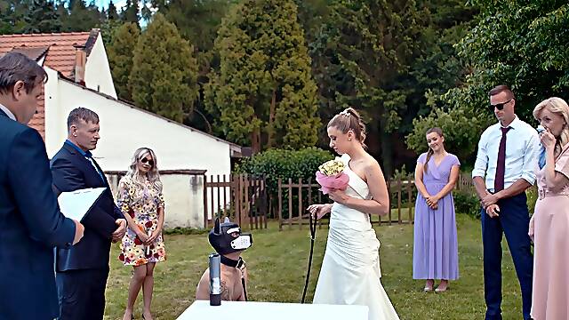 Andrea and her husband fucked outdoors in sexy lingerie and stockings