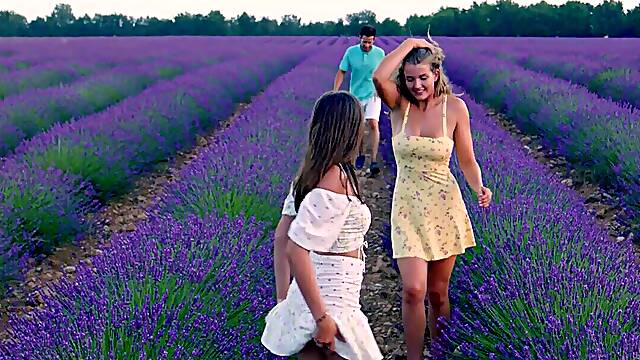 Dirty duo meets sassy stunner for a wild orgy in the great outdoors