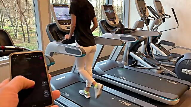 Public Masturbation with Lovense (lush) Part 3. During Fitness in the Gym