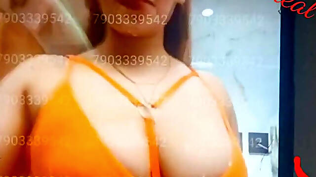 Aditi Mistry Latest Live Video Orange Bra Hot Live