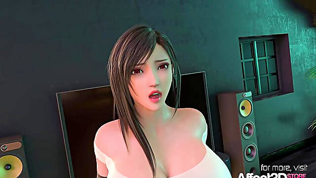 Big tits Tifa enjoying big black dick in a 3D animation