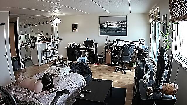 Amateur voyeur webcam BBW sucks cock for facial