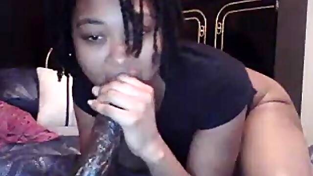 Horny female masturbating her slit and moaning loud