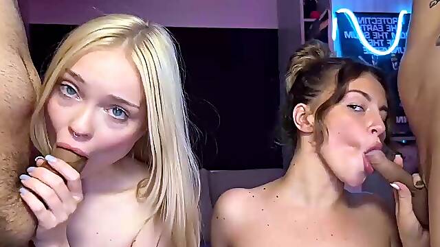 Two Russian sluts suck cocks and take hard doggy pounding li