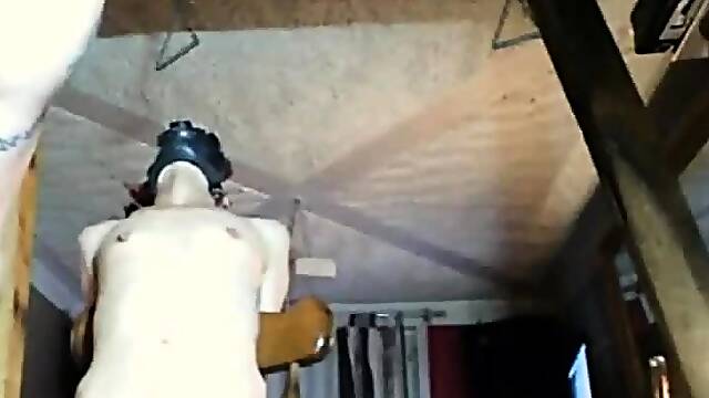 Skinny Fenna tied up in my BDSM studio