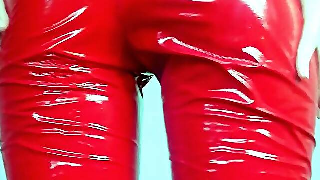 Latex slut solo anal masturbation