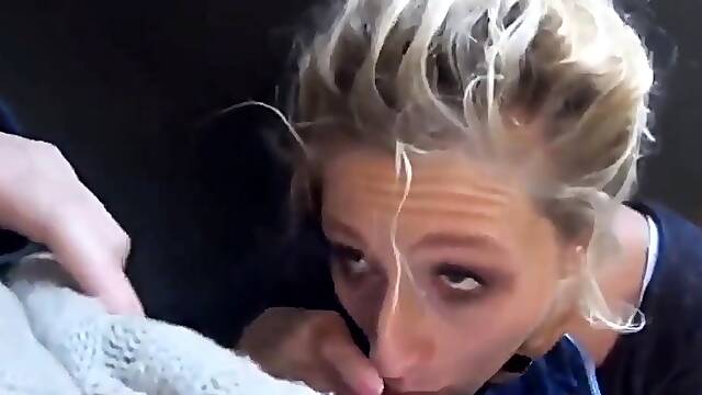 Blonde Amateur Receives Facial After Deep-Throat Blowjob