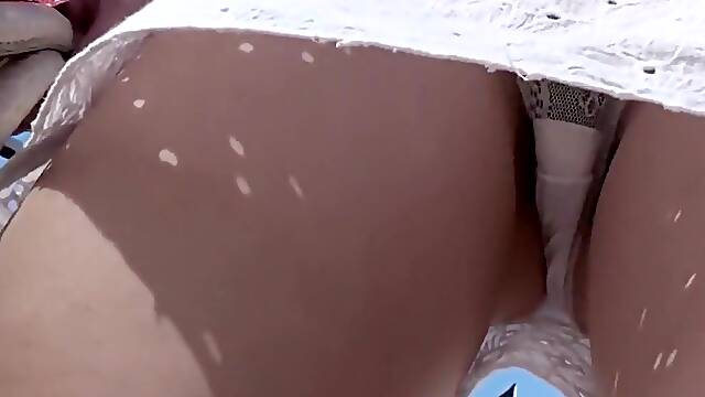 Frontal ass crack upskirt
