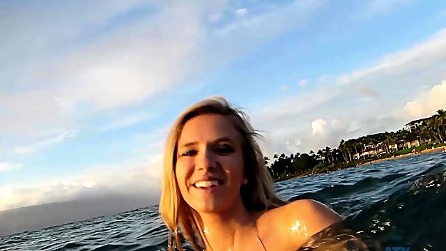 Amateur Blonde Chick Strips To Thong