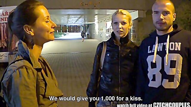 Couple earns cash by fucking in a parking garage