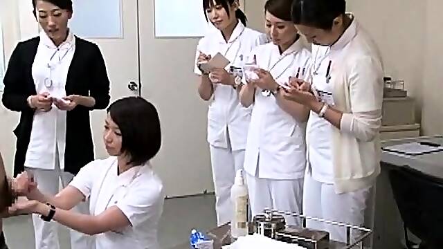 Lustful Asian nurses satisfy their intense desire for cock