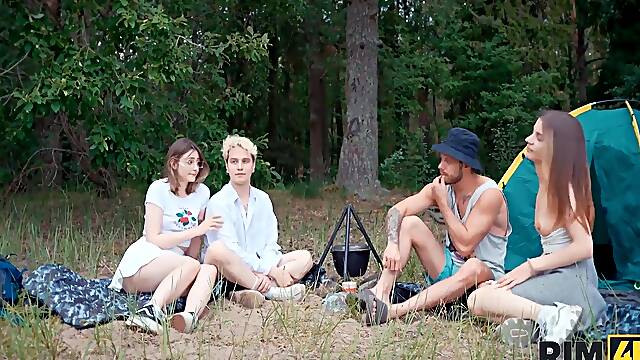 Swap Wives, Mutual Rimming And Anal Fuck In The Forest