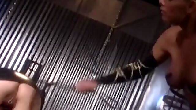 Beautiful blonde lesbian succumbs to reprimands and rubbing of her buttocks