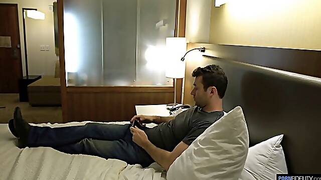 Naughty blonde babe, Kenzie Reeves is expecting a rough fuck with a stranger, in a hotel room