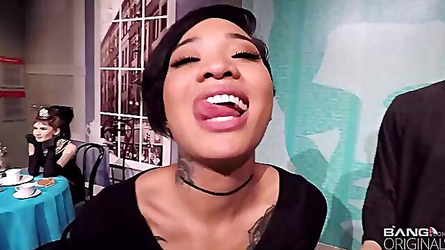 Charismatic teen brunette, Honey Gold likes to spread her legs wide and get fucked very hard