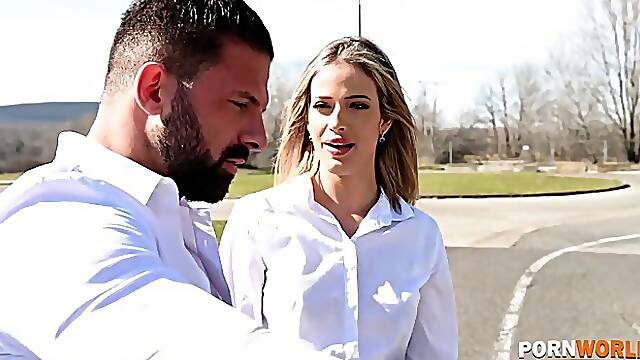 Hot blonde in white stockings Ria Sunn gets nice DP