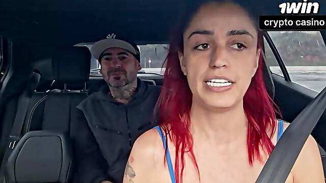Brazilian taxi driver catches passenger jerking in backseat - impressive horny sex!