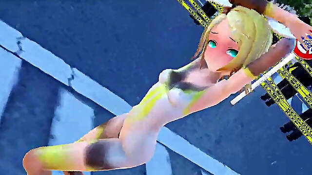 Nude MMD dancer shows off her bodypaint and pussy