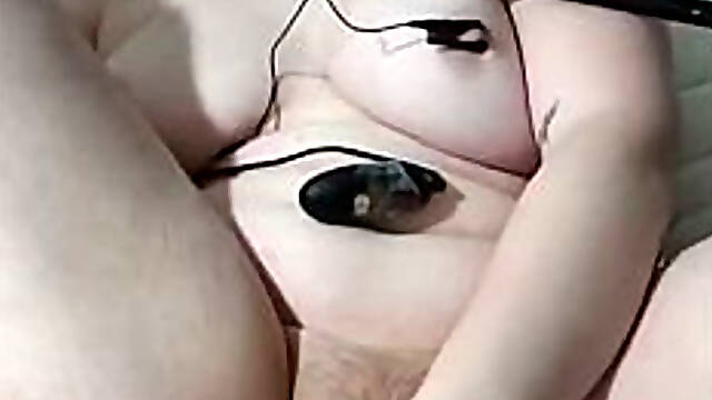 Hardcore BDSM Solo Session (mask, collar, spreader bar, electrostimulation, vibrator and large dildo)