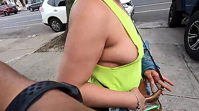 Exhibitionist Wife's Nipples Slip Out in Public