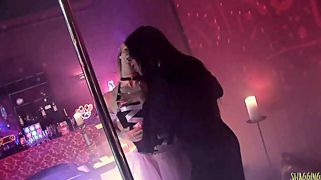 Boss fucks and bangs his two slutty stripper workers