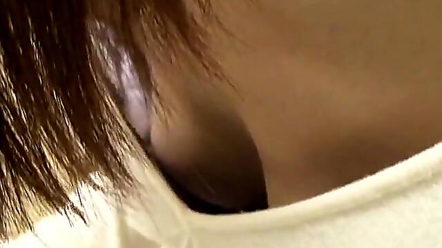 Hot Asian downblouse nipple slip