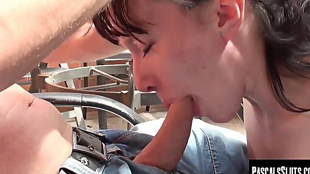 Fae Corbins first time with Pascal White - rough sex, bondage, and cumshot