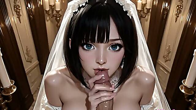 Beneath stained glass, this stunning bride is ruined by explosive sinful facials (AI)