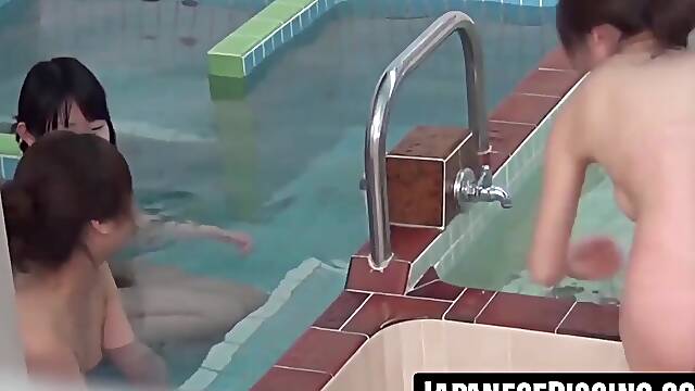 Four Japanese babes hot public pee compilation