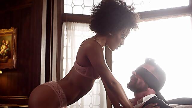 Manuel Ferrara shares a stunning ebony chick with his friends in intense group action.