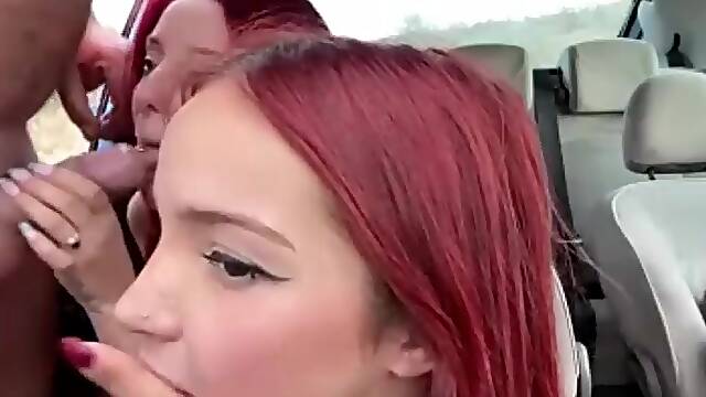 Two Italian sluts share facial after hard outdoor pounding