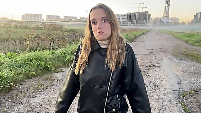 Raven-haired Russian babe sucks cock in HD POV