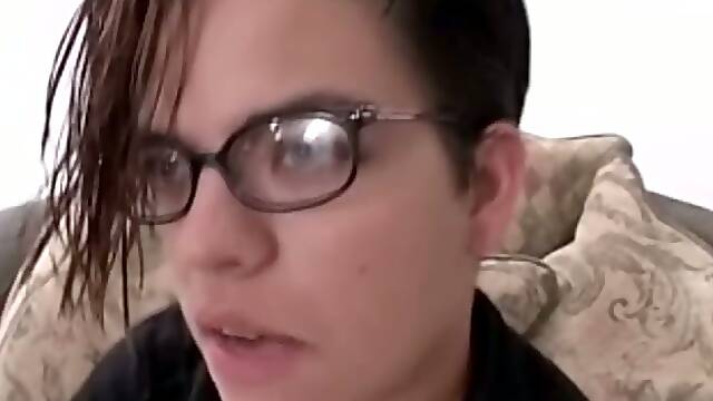 Short Hair MILF With Natural Tits Looks Sexy With Glasses