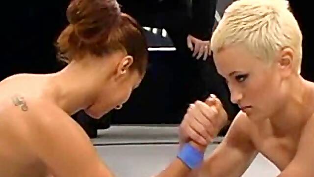 Brunette & Blonde Wrestle Each Other Before Some Serious Strap On Sex