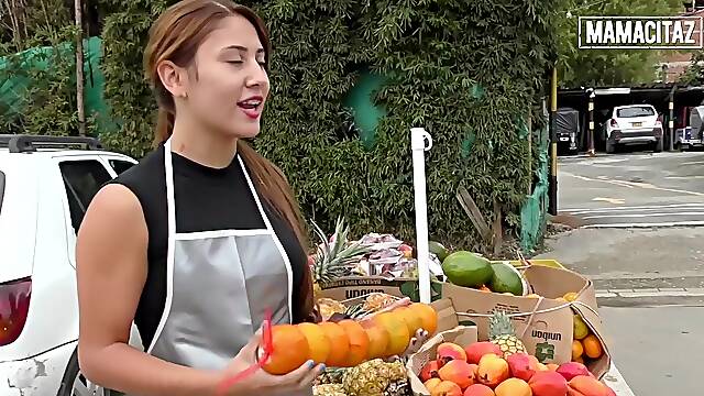 Latin chick Fruit Vendor Approached Outdoors, This babe Accedes to Leave With Him... What Happens Next Is Wild