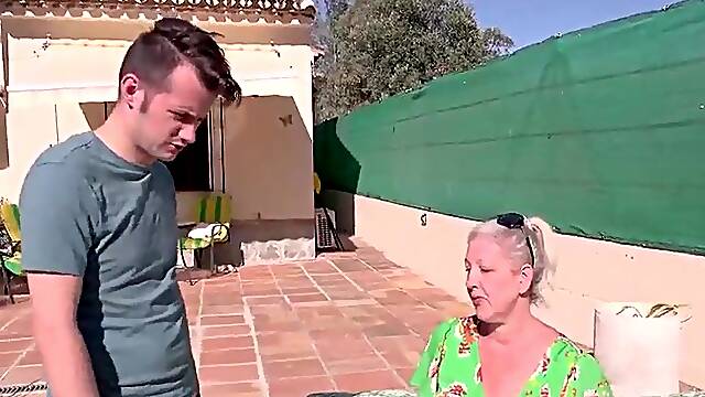 OldNanny - Lascivious Dude Bangs Aged Granny By The Pool
