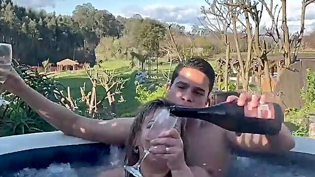 Outdoor Sex with a Hawt Blond mother Id like to fuck in a Hawt Tub - Jacuzzi