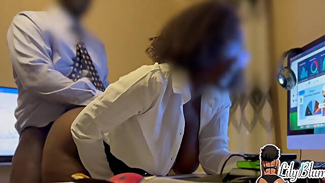 Sneaky office doggy ends in cum on butt whilst cheating with my boss at work