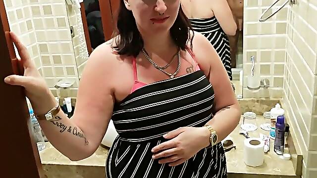 Oops, from my mommys girlfriend came in my bathroom