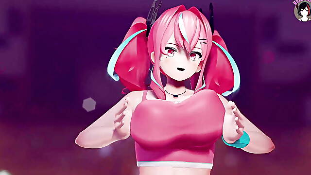 PiNK CAT Sexy Dance In Sport Shorts (3D HENTAI)