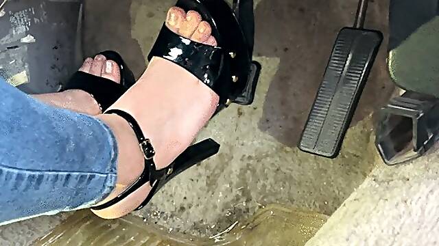 Black JS high heel sandals