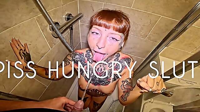 Slut loves being used as a toilet pee whore