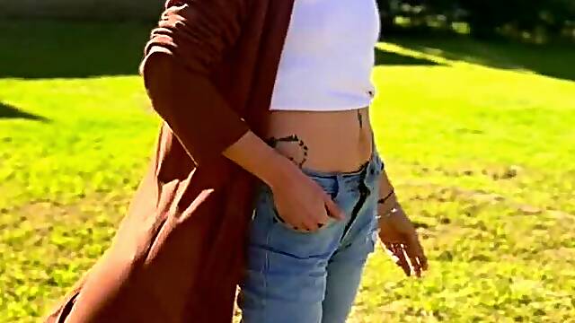 Gorgeous Redhead Casual Outdoor Smoking Tease - Thick Clouds