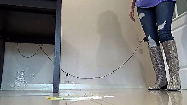 Cossack boots stuck in glue