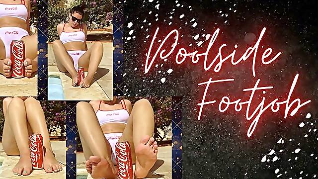 Poolside footjob
