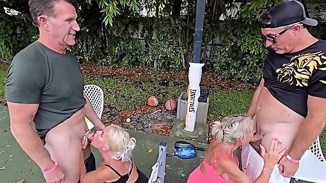 Tatiana And Ian Steele Meet Another Honey Couple Named Summer Angel And Brad At The Pickle Ball Court