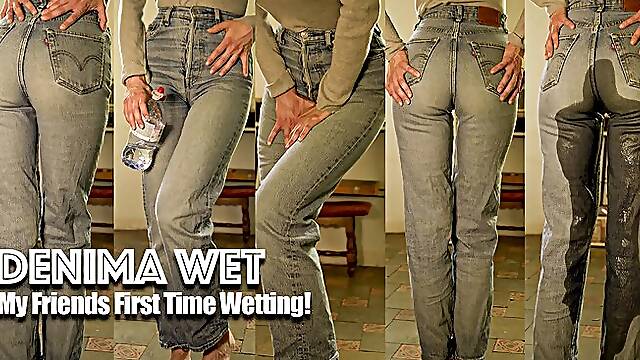 My friend first time wetting her jeans