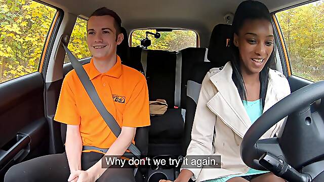 Interracial fucking in the car with skinny ebony girl Asia Rae