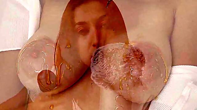 Encouraging masturbation with natural, oiled tits and dirty talk by Madelaine Rousset