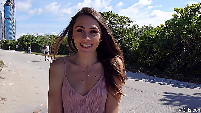 Insolent amateur gets convinced in flashing nude and toying